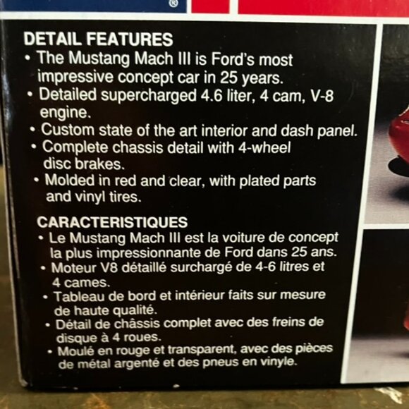 Monogram 1990s Mustang Mach III Concept Car 1:25 Scale Model Kit New Unbuilt - Picture 5 of 5